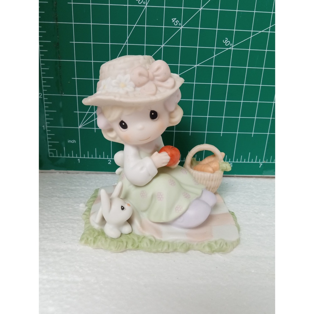Precious Moments We're So Hoppy You're Here Girl Figurine 1997 Enesco Bunny